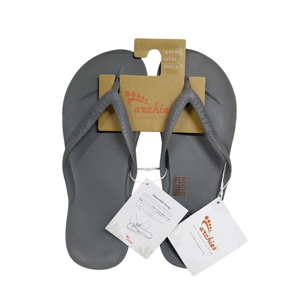 Archies Arch Support Flip Flop Charcoal Unisex M9 / W10 New with Tags